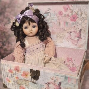 Vintage 1991 Hamilton Collection “Shy Violet” Porcelain Doll w/ Display Box